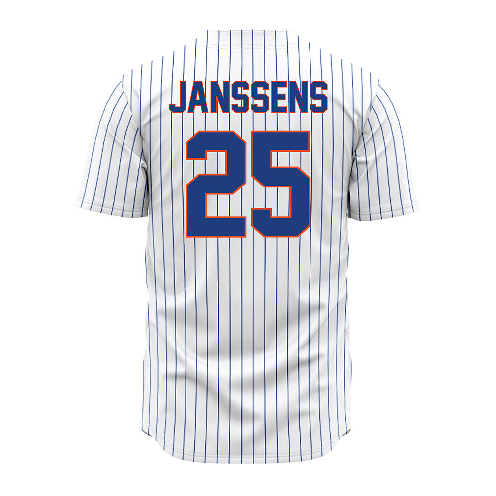 Florida - NCAA Baseball : niko janssens - White Pinstripe Jersey-1