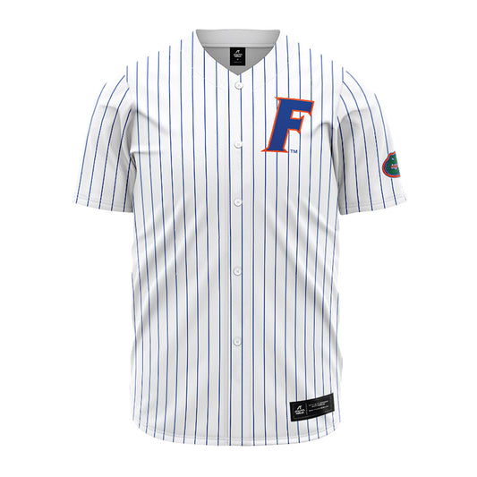 Florida - NCAA Baseball : Justin Nadeau - White Pinstripe Jersey