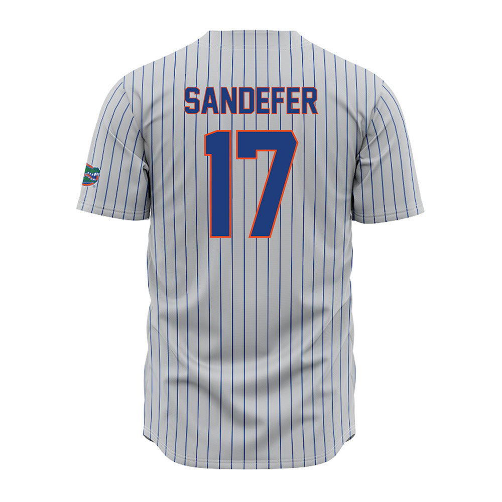Florida - NCAA Baseball : Russell Sandefer - Grey Pinstripe Jersey-1