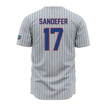 Florida - NCAA Baseball : Russell Sandefer - Grey Pinstripe Jersey-1