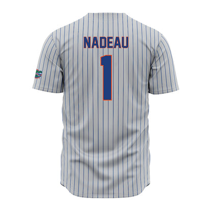 Florida - NCAA Baseball : Justin Nadeau - Grey Pinstripe Jersey