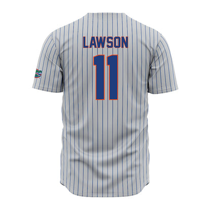 Florida - NCAA Baseball : Brendan Lawson - Grey Pinstripe Jersey-1