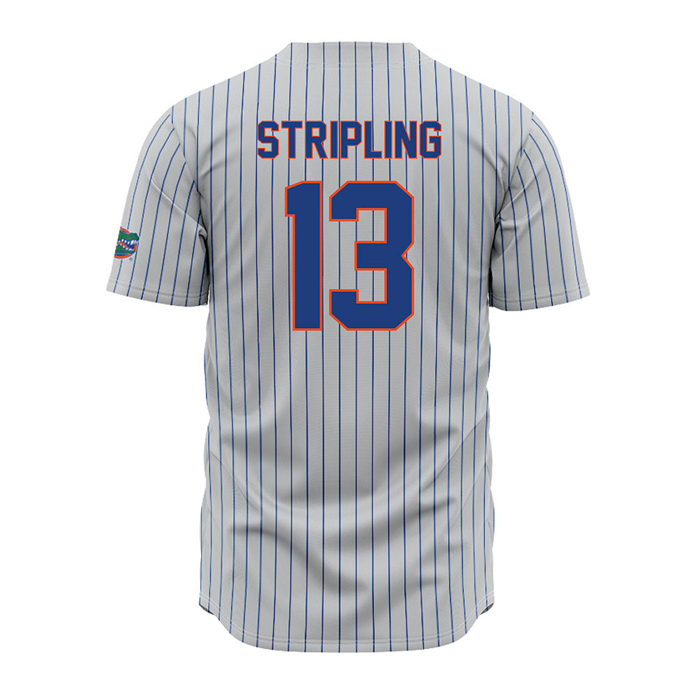 Florida - NCAA Baseball : Landon Stripling - Grey Pinstripe Jersey-1