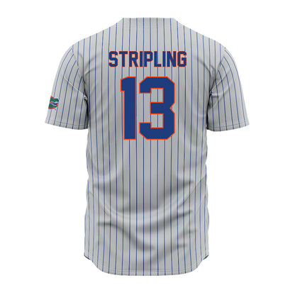 Florida - NCAA Baseball : Landon Stripling - Grey Pinstripe Jersey-1