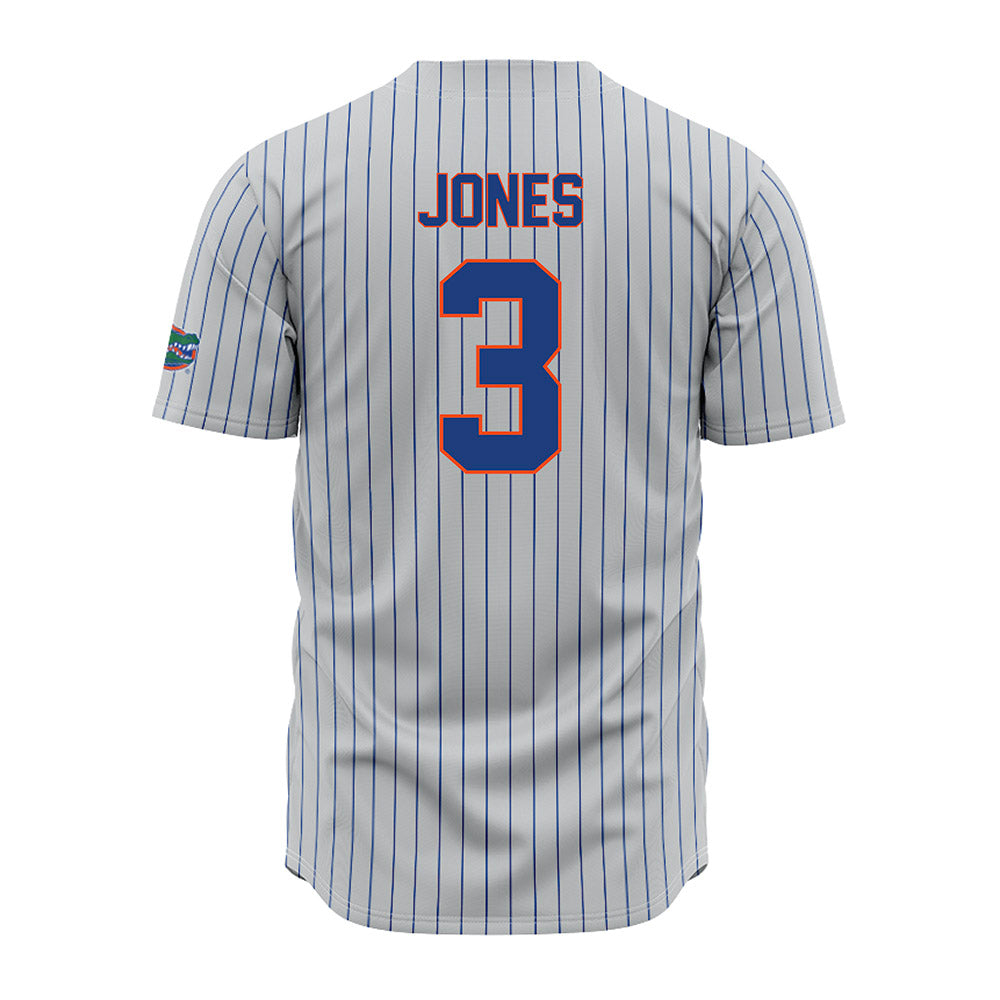 Florida - NCAA Baseball : Kyle Jones - Grey Pinstripe Jersey
