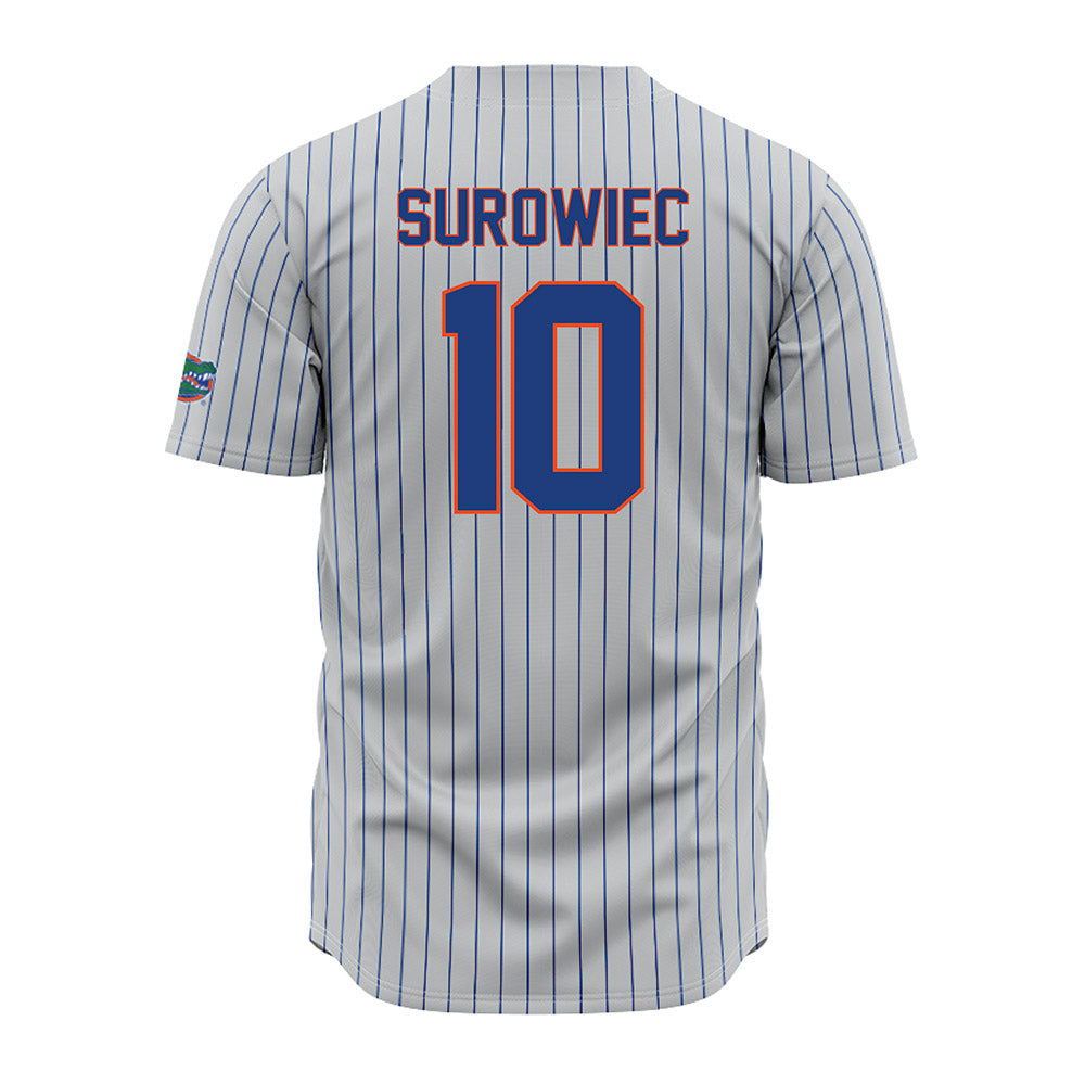 Florida - NCAA Baseball : Ethan Surowiec - Grey Pinstripe Jersey-1