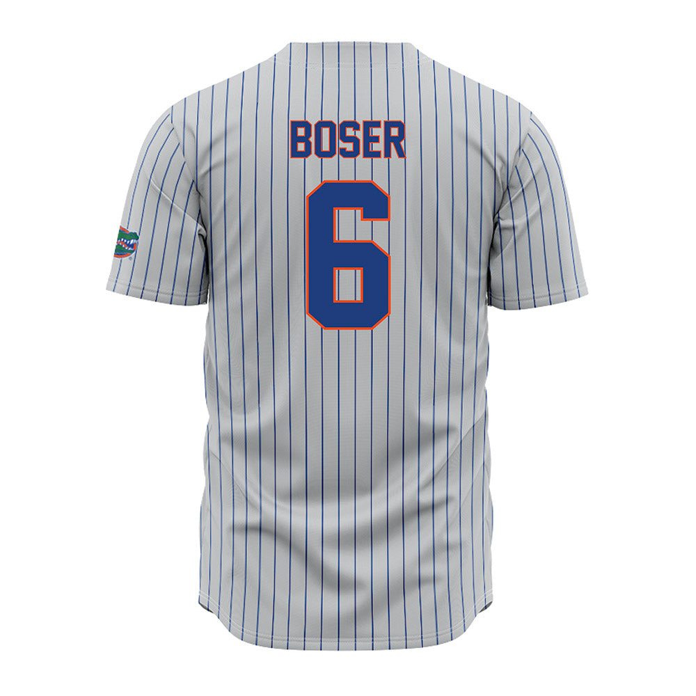 Florida - NCAA Baseball : Bobby Boser - Grey Pinstripe Jersey-1