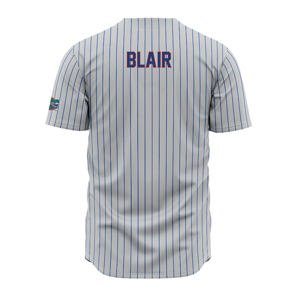 Florida - NCAA Baseball : Eli Blair - Grey Pinstripe Jersey-1