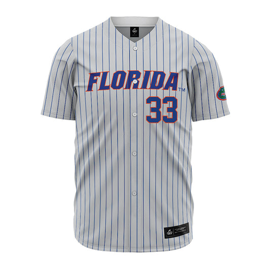 Florida - NCAA Baseball : McCall Biemiller - Grey Pinstripe Jersey-0