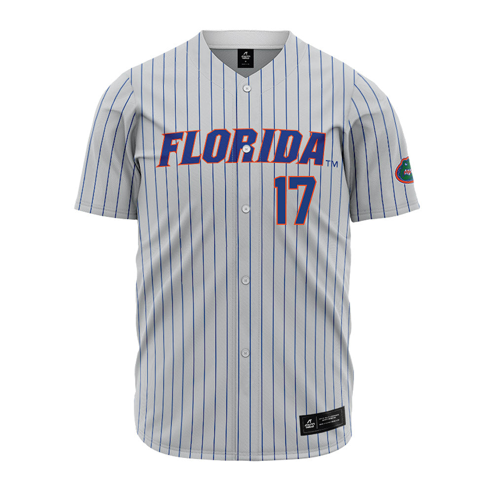 Florida - NCAA Baseball : Russell Sandefer - Grey Pinstripe Jersey-0