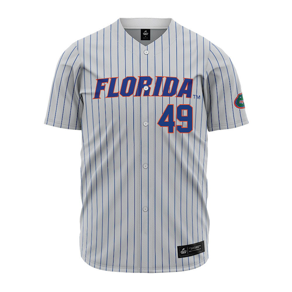 Florida - NCAA Baseball : Colton Schwarz - Grey Pinstripe Jersey-0