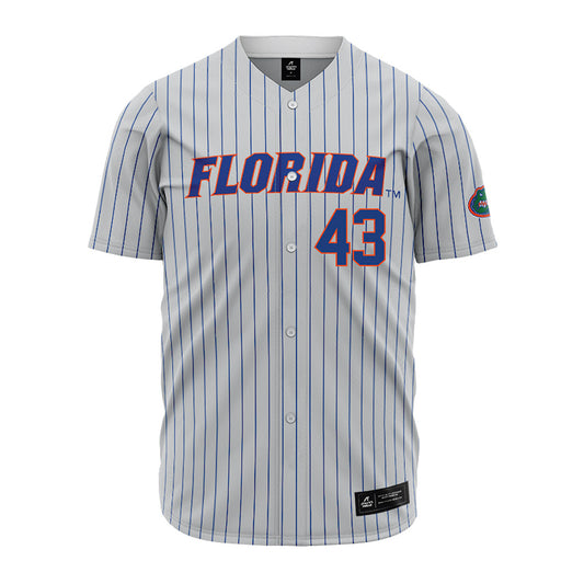 Florida - NCAA Baseball : Jacob Kendall - Grey Pinstripe Jersey-0