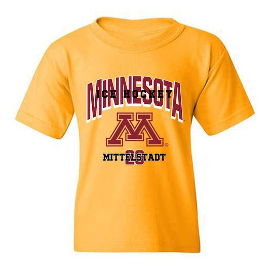 Minnesota - NCAA Men's Ice Hockey : Luke Mittelstadt - Sports Shersey Youth T-Shirt-0
