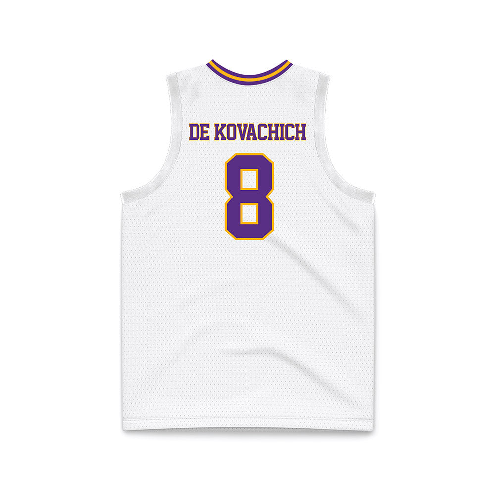 North Alabama - NCAA Men's Basketball : Kevin De Kovachich - White Basketball Jersey-1