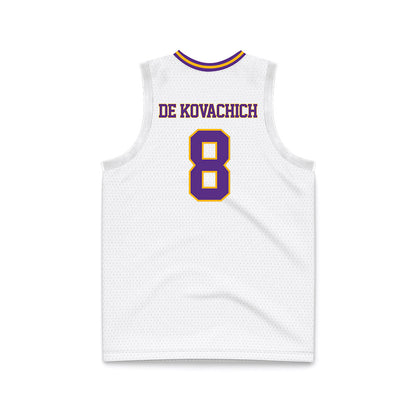 North Alabama - NCAA Men's Basketball : Kevin De Kovachich - White Basketball Jersey-1