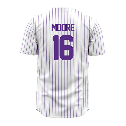 North Alabama - NCAA Baseball : Ethan Moore Moore - White Pin Stripe Jersey-1