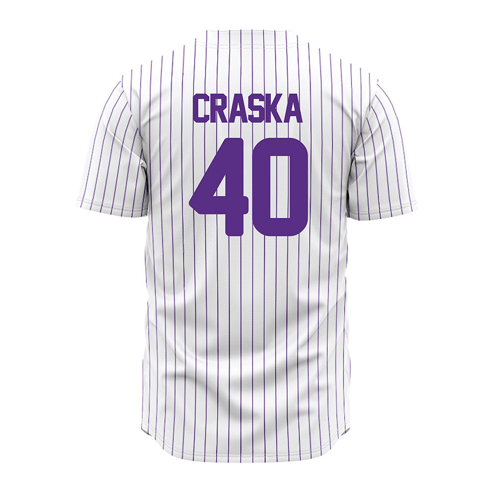 North Alabama - NCAA Baseball : Petey Craska - White Pin Stripe Jersey-1