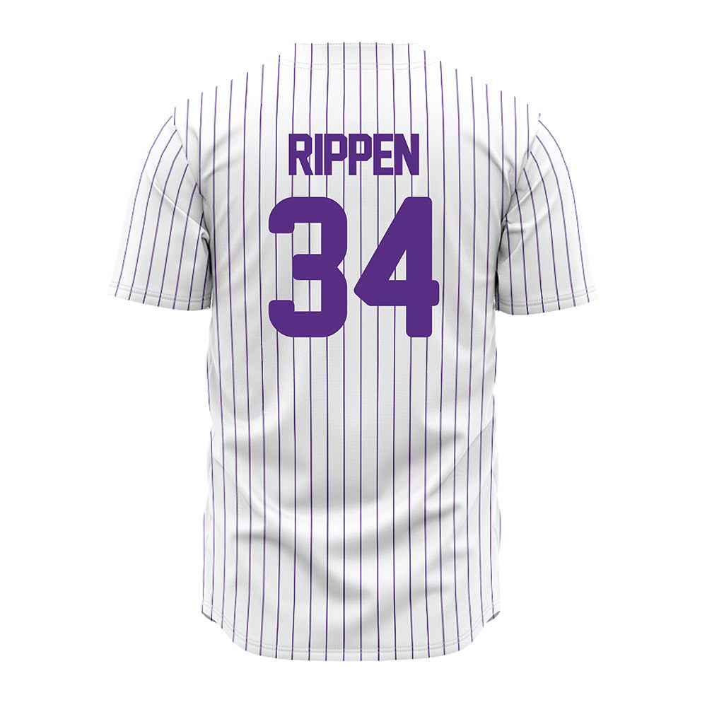 North Alabama - NCAA Baseball : Nash Rippen - White Pin Stripe Jersey-1