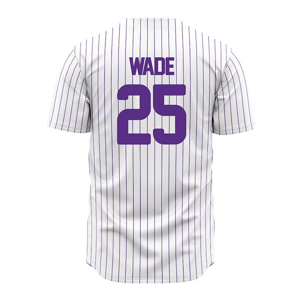 North Alabama - NCAA Baseball : Alex Wade - White Pin Stripe Jersey-1