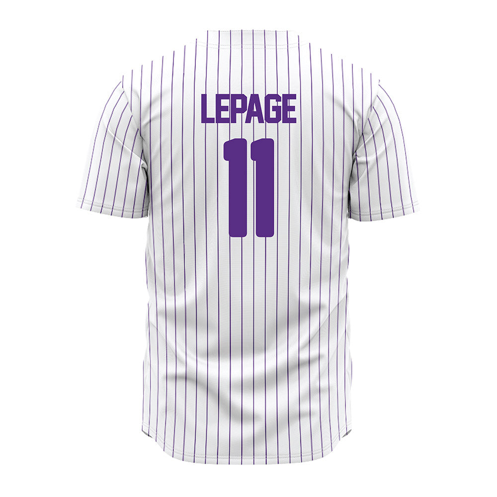 North Alabama - NCAA Baseball : Tyler LePage - White Pin Stripe Jersey-1