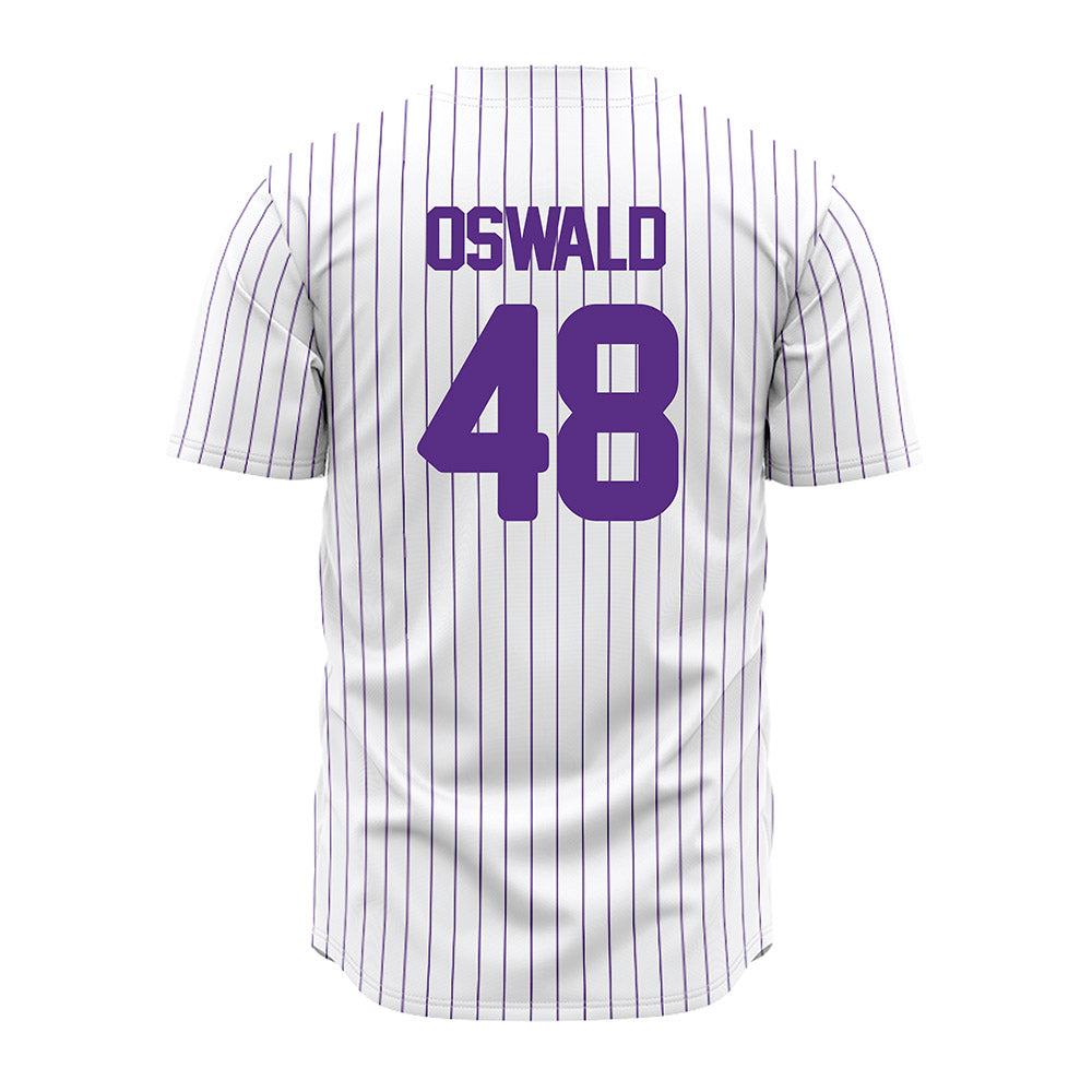 North Alabama - NCAA Baseball : Gavin Oswald - White Pin Stripe Jersey-1
