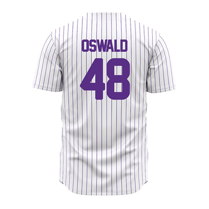 North Alabama - NCAA Baseball : Gavin Oswald - White Pin Stripe Jersey-1