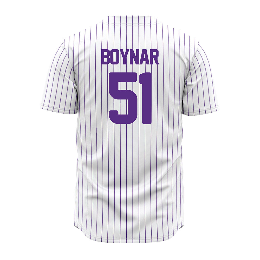 North Alabama - NCAA Baseball : Jake Boynar - White Pin Stripe Jersey-1