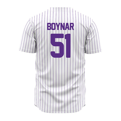 North Alabama - NCAA Baseball : Jake Boynar - White Pin Stripe Jersey-1