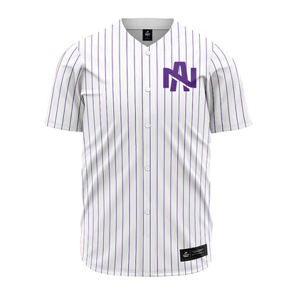 North Alabama - NCAA Baseball : Alex Wilson - White Pin Stripe Jersey-0