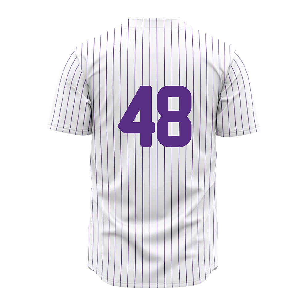 North Alabama - NCAA Baseball : Gavin Oswald - White Pin Stripe Jersey-1