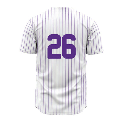 North Alabama - NCAA Baseball : Jordan Touhey - White Pin Stripe Jersey-1