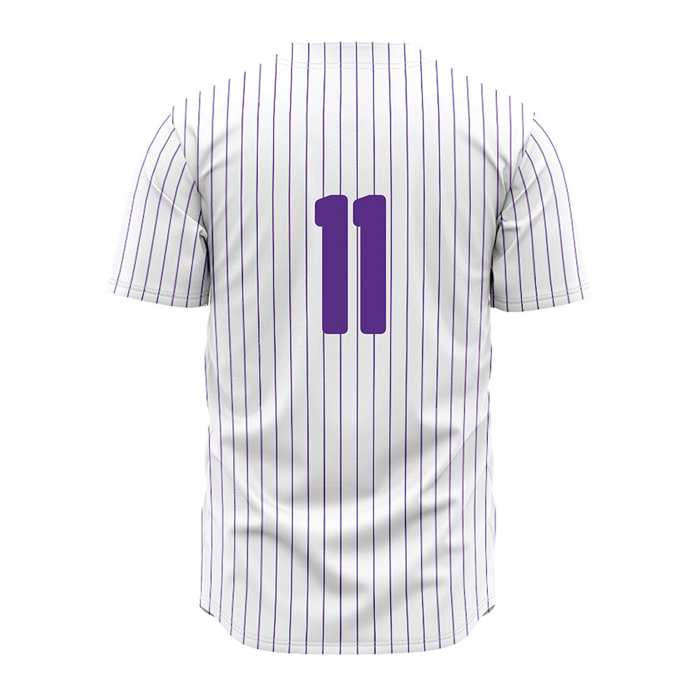 North Alabama - NCAA Baseball : Tyler LePage - White Pin Stripe Jersey-1