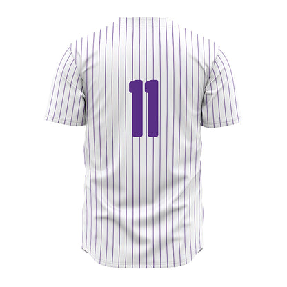 North Alabama - NCAA Baseball : Tyler LePage - White Pin Stripe Jersey-1