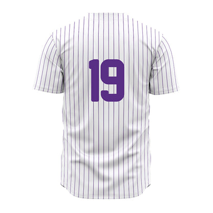 North Alabama - NCAA Baseball : Reese Young - White Pin Stripe Jersey-1