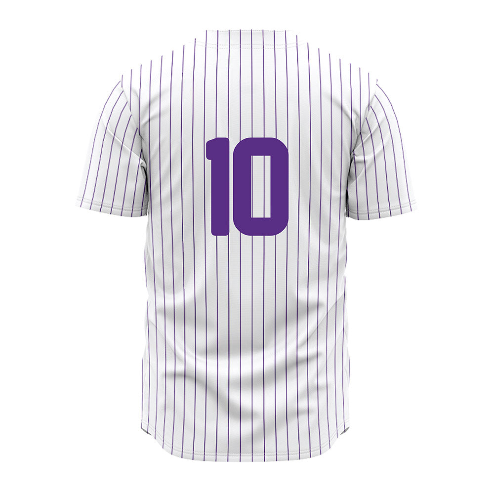 North Alabama - NCAA Baseball : Charlie Cochran - White Pin Stripe Jersey-1