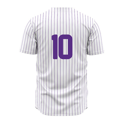 North Alabama - NCAA Baseball : Charlie Cochran - White Pin Stripe Jersey-1
