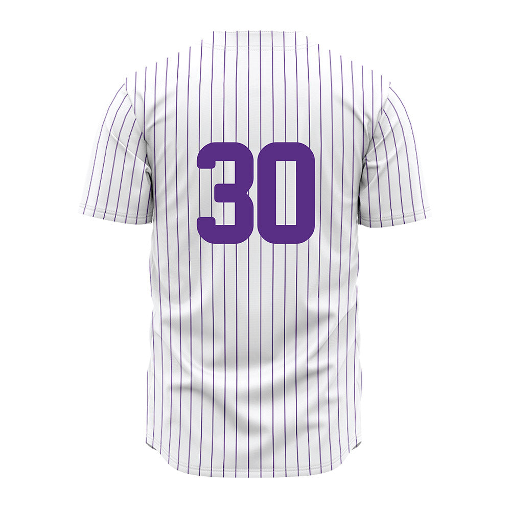 North Alabama - NCAA Baseball : Zakary Majer - White Pin Stripe Jersey-1