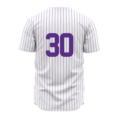 North Alabama - NCAA Baseball : Zakary Majer - White Pin Stripe Jersey-1