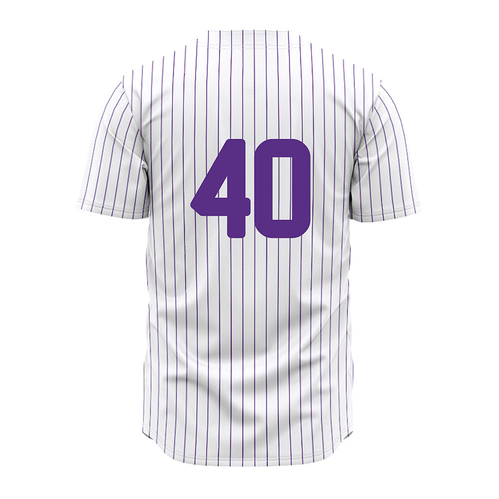 North Alabama - NCAA Baseball : Petey Craska - White Pin Stripe Jersey-1