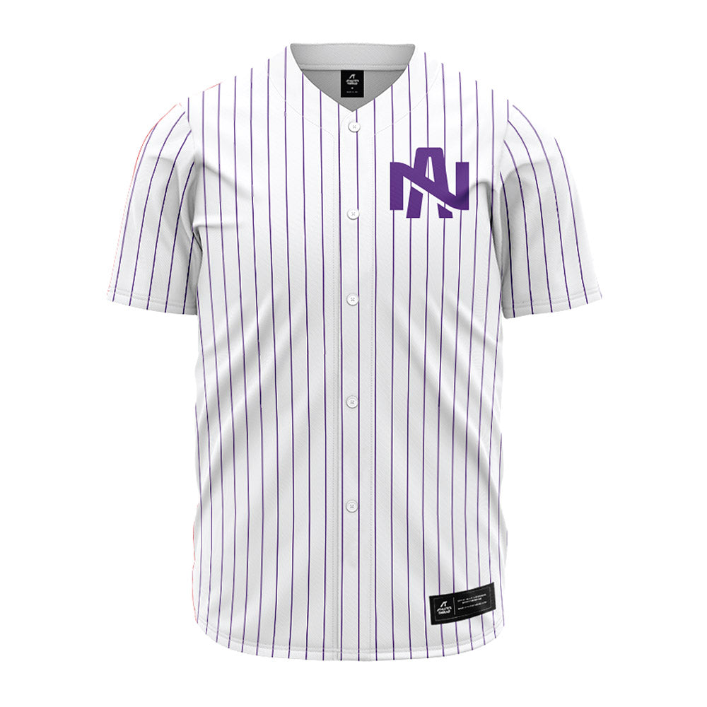 North Alabama - NCAA Baseball : Carlos Carmona - White Pin Stripe Jersey-0