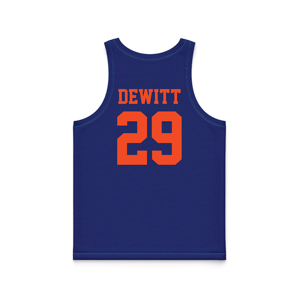 Florida - NCAA Women's Lacrosse : Boo DeWitt - Blue Basketball Jersey-1