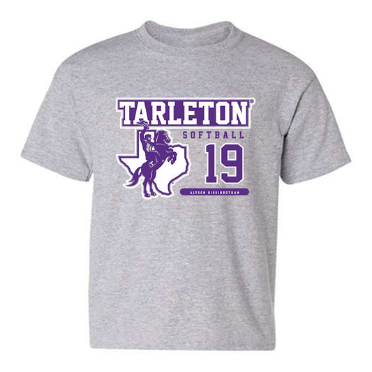 Tarleton State - NCAA Softball : Alyson Higginbotham - Classic Fashion Shersey Youth T-Shirt-0