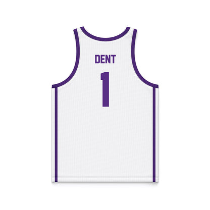Tarleton State - NCAA Men's Basketball : Aj Dent - White Basketball Jersey-1