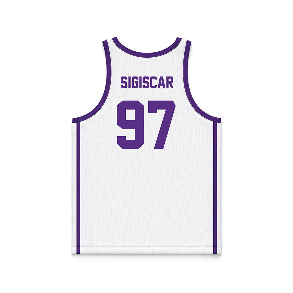 Tarleton State - NCAA Men's Basketball : Andy SIGISCAR - White Basketball Jersey-1