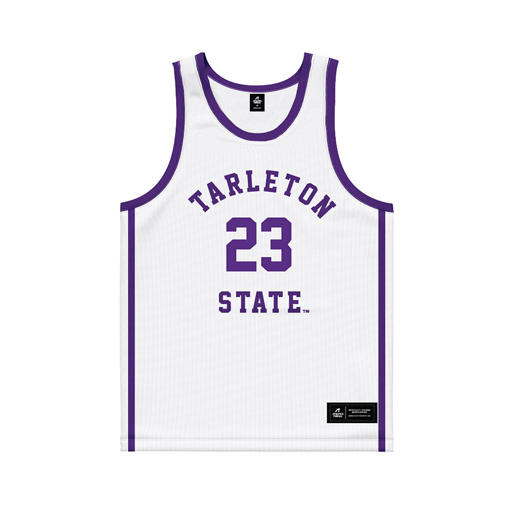 Tarleton State - NCAA Men's Basketball : Chris Mpaka - White Basketball Jersey-0