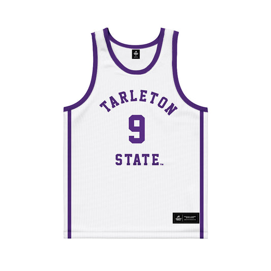 Tarleton State - NCAA Men's Basketball : Collin Course - White Basketball Jersey-0
