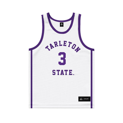 Tarleton State - NCAA Men's Basketball : Ronnie Harrison - White Basketball Jersey-0