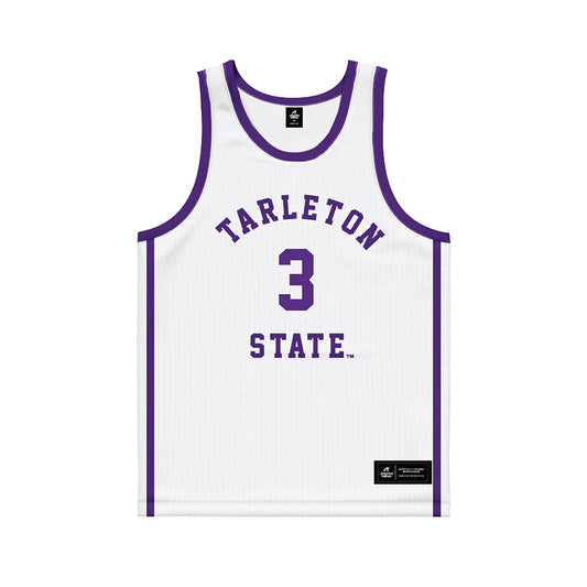 Tarleton State - NCAA Men's Basketball : Ronnie Harrison - White Basketball Jersey-0