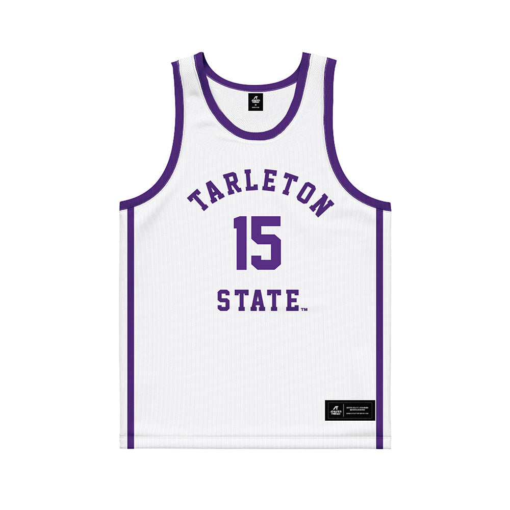 Tarleton State - NCAA Men's Basketball : Caleb Evans - White Basketball Jersey-0