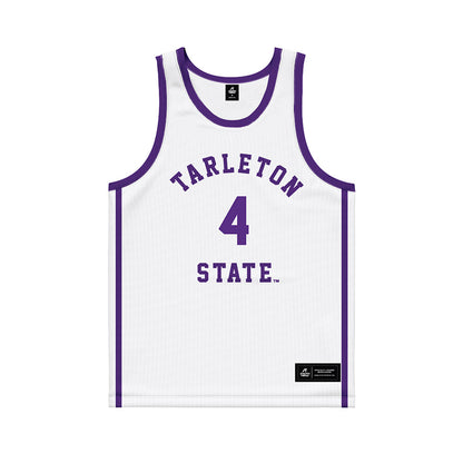 Tarleton State - NCAA Men's Basketball : Leroy Kelly - White Basketball Jersey-0